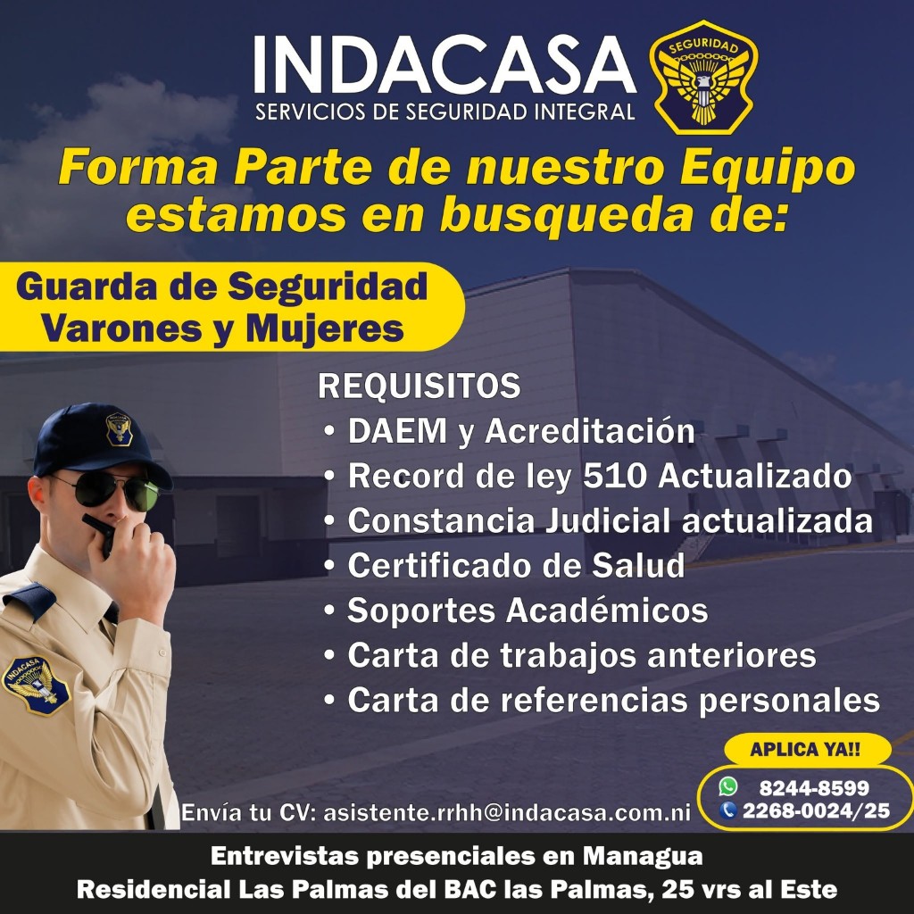 Vacante: Guardas de Seguridad — Indacasa